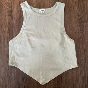 Sage colour garage high neck tank top cropped